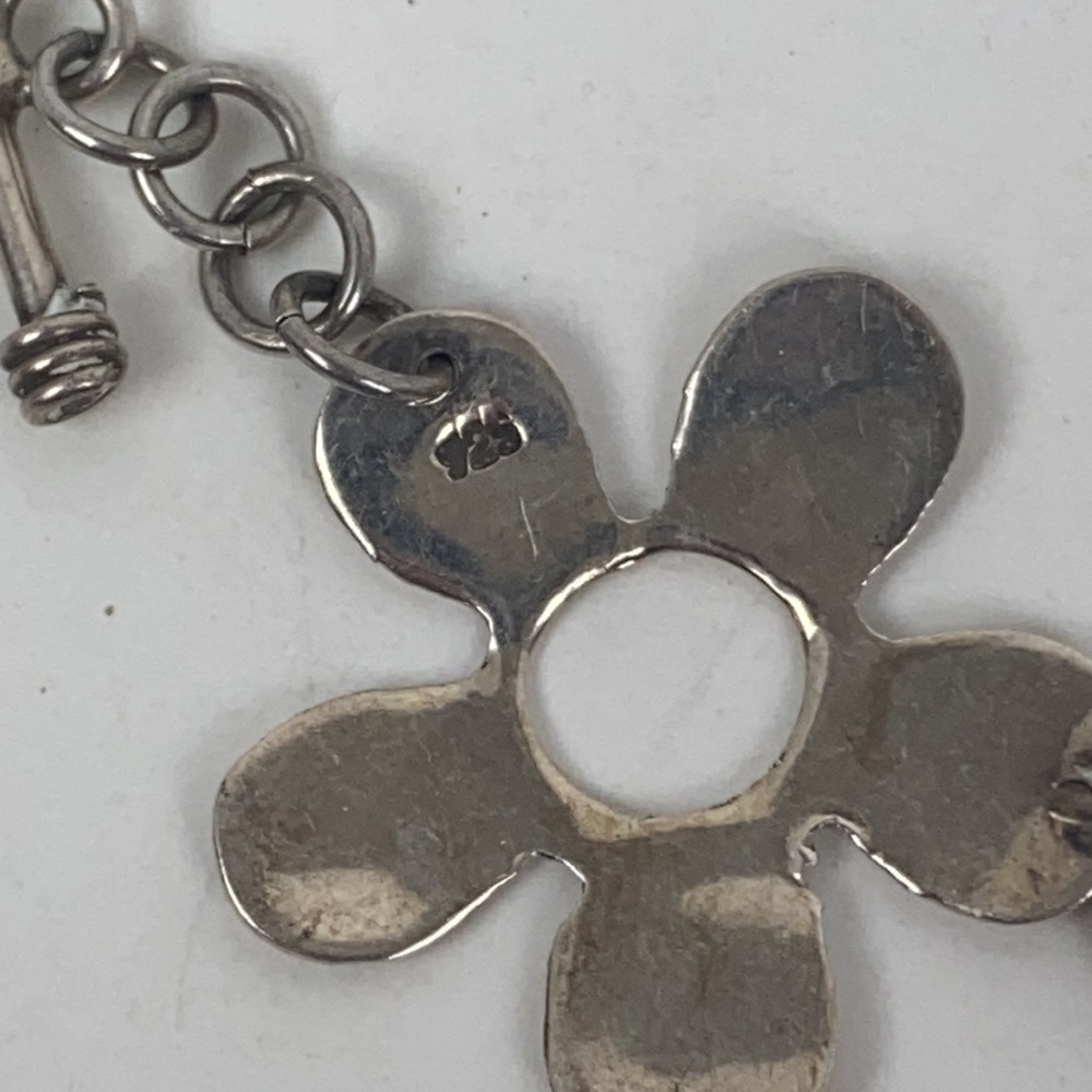 Flower Bracelet 925 Sterling Floral 7” - Picture 4 of 5
